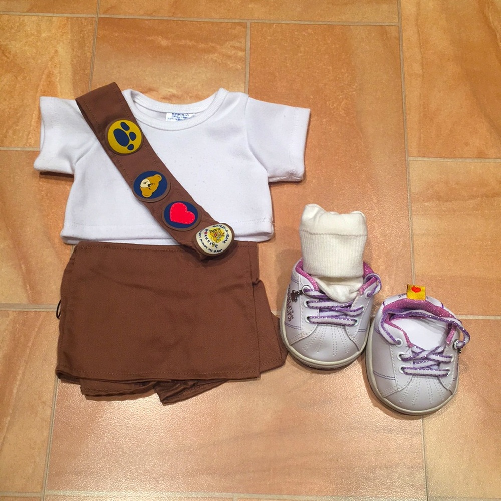 Build-A-Bear Girl Scout Uniform Sash & Skechers Sneaker Shoes Outfit Set
